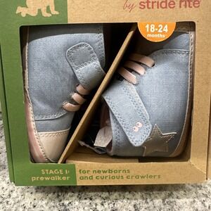 New SURPRIZE‎ By STRIDE RITE Baby Girl's Sneakers Blue Denim Size 18-24 Months